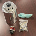 Universal Polished Oil Catch Can Kit w/ Filter Hardware Lines For Car Truck All