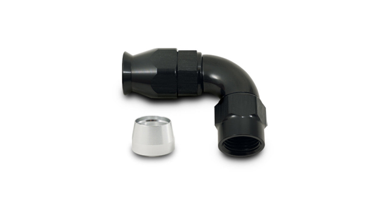 Vibrant Aluminum -3AN 90 Degree High Flow Hose End Fitting for PTFE Lined Hose