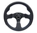 NRG 320MM Reinforced Black Leather Blue Stitching Steering Wheel Universal