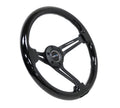 NRG 350mm Reinforced Black Wood Black Center Deep Dish Steering Wheel Universal