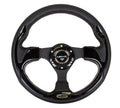 NRG 320MM Reinforced Black Leather Gloss Center Steering Wheel Kit Universal