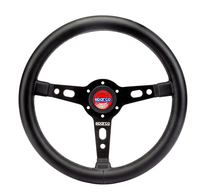Sparco Targa 350mm Black Leather Black Stitching Steering Wheel 015TARGA350PLNR