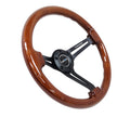 NRG 350mm Reinforced Brown Wood Black Center Deep Dish Steering Wheel Universal