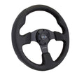 NRG Flat 320mm Type R Black Leather Stitching 6 Hole Steering Wheel RST-012R