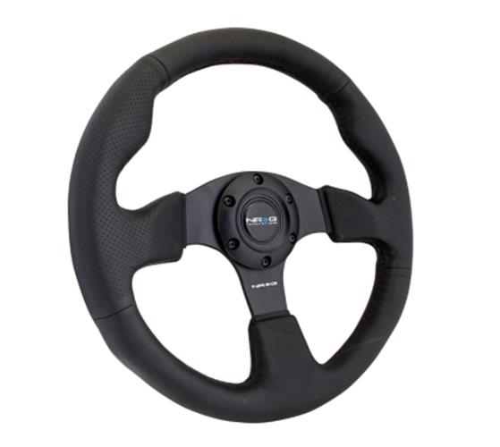 NRG Flat 320mm Type R Black Leather Stitching 6 Hole Steering Wheel RST-012R
