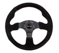 NRG 320mm Reinforced Black Suede Black Center Aluminum Steering Wheel Universal