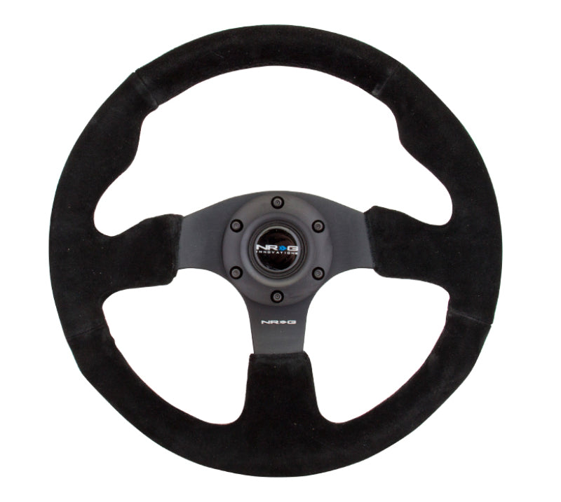 NRG 320mm Reinforced Black Suede Black Center Aluminum Steering Wheel Universal