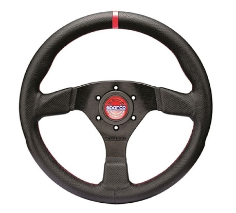 Sparco R383 330mm Champion Black Leather Red Stitch Steering Wheel 015R383PLUNRS