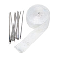 REV9 Power WHITE Exhaust Header Manifold Heat Wrap 2"x1/16"x 50 ft Roll With Tie