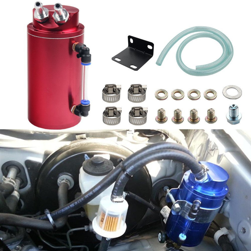 REV9 Power 750ML RED Universal Aluminum Oil Catch Can Type 1 For Car Truck