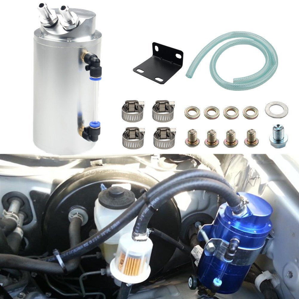 REV9 Power 750ML SILVER Universal Aluminum Oil Catch Can Type 1 For Car Truck