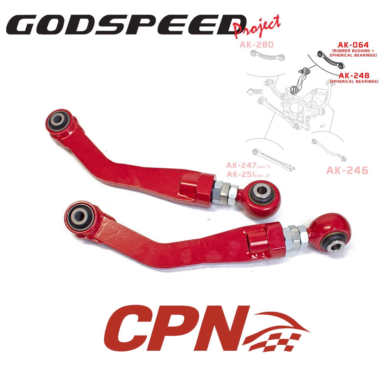 Godspeed Adjustable Rear Upper Camber Control Arms for Dodge Magnum 2005-2008