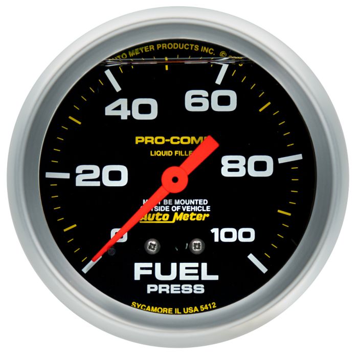 AUTO METER Fuel Pressure Gauge 0-100 PSI Mechanical Liquid Filled