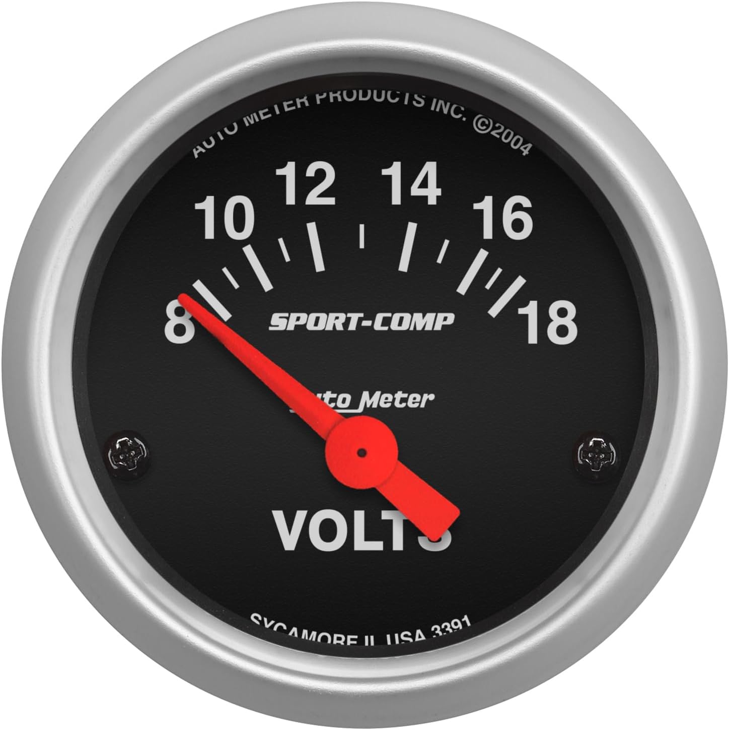 AUTO METER SPORT COMP 2 GAUGE: VOLTMETER 2-1/16" (52mm) 8-18V