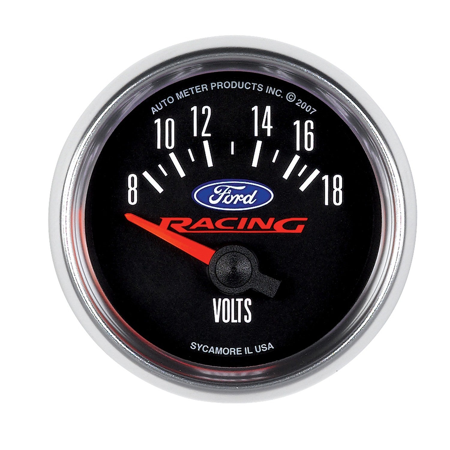 AUTO METER VOLTMETER GAUGE: 2-1/16" 8-18V, AIR-CORE, FORD RACING