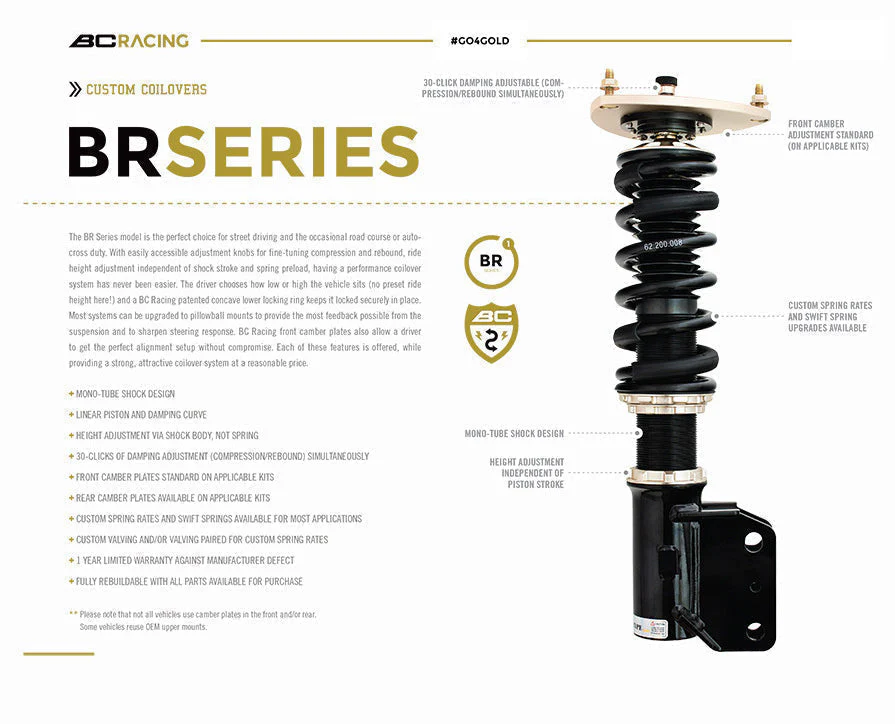 BC Racing Coilovers Shock Spring Kit For 15-22 Honda Fit GK3