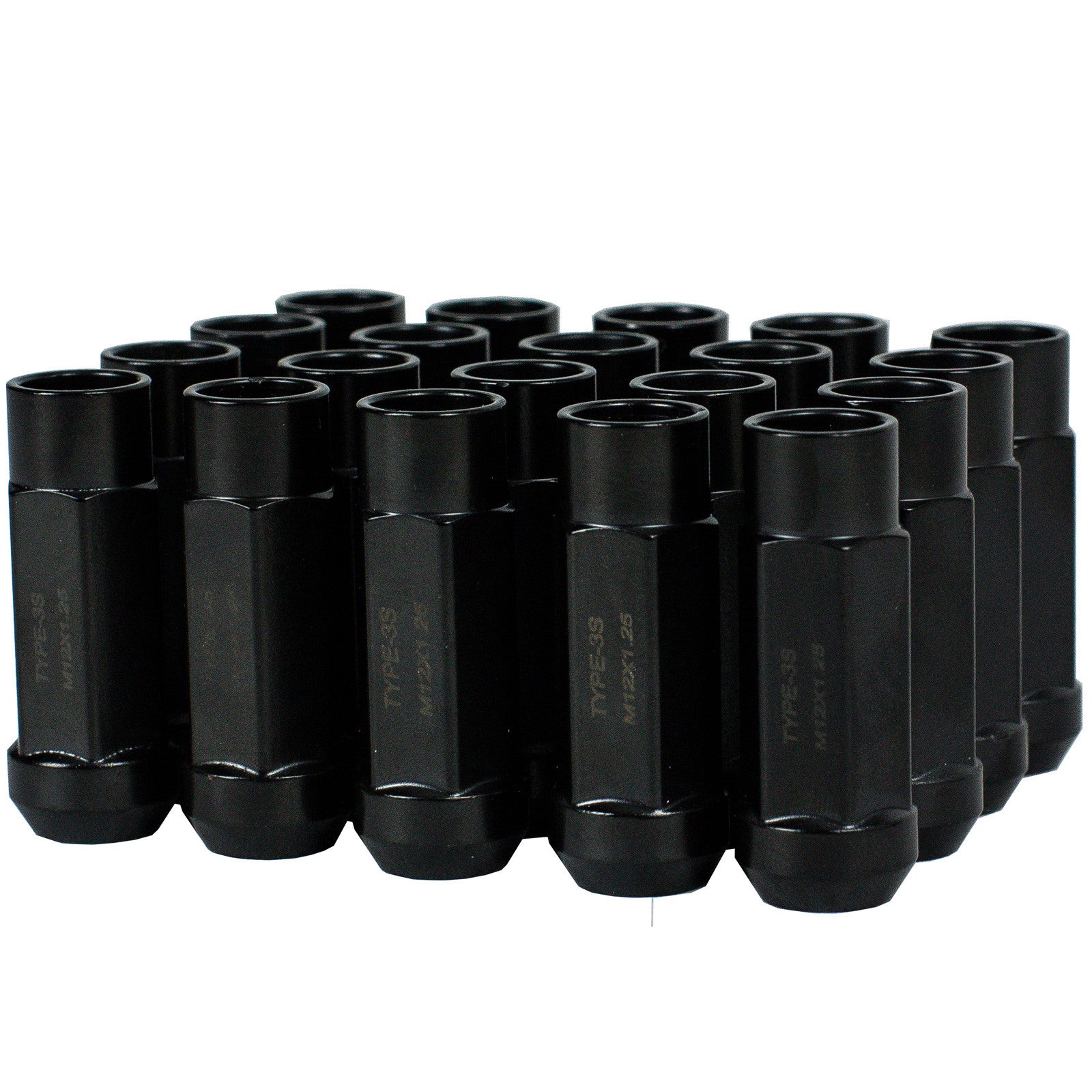 Godspeed Project Black Type 3-X 55mm Steel Lug Nuts 12X1.25 20pc Set Universal