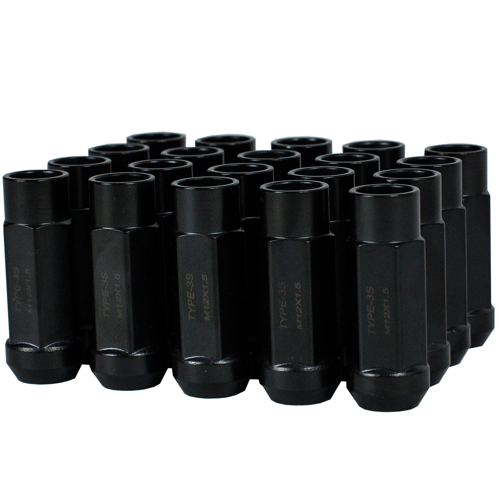 Godspeed Project Black Type 3-X 55mm Steel Lug Nut 12X1.5 20pc Set Universal