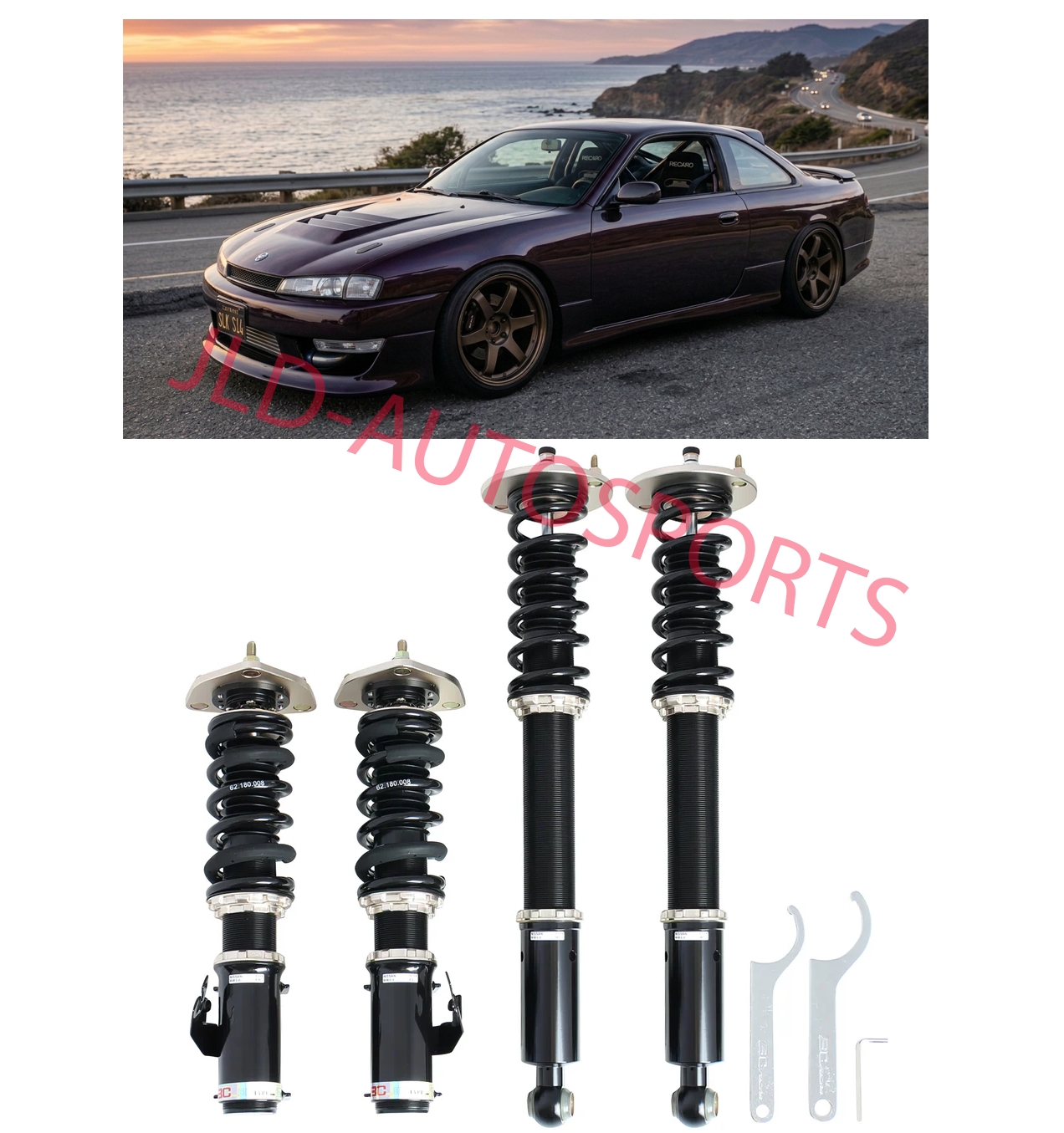 BC Racing BR Lower Coilover For 95-98 Nissan 240SX S14 Silvia - 30-Way Dampening