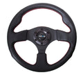 NRG 320MM Reinforced Black Leather Red Stitch Steering Wheel 6 Hole Universal