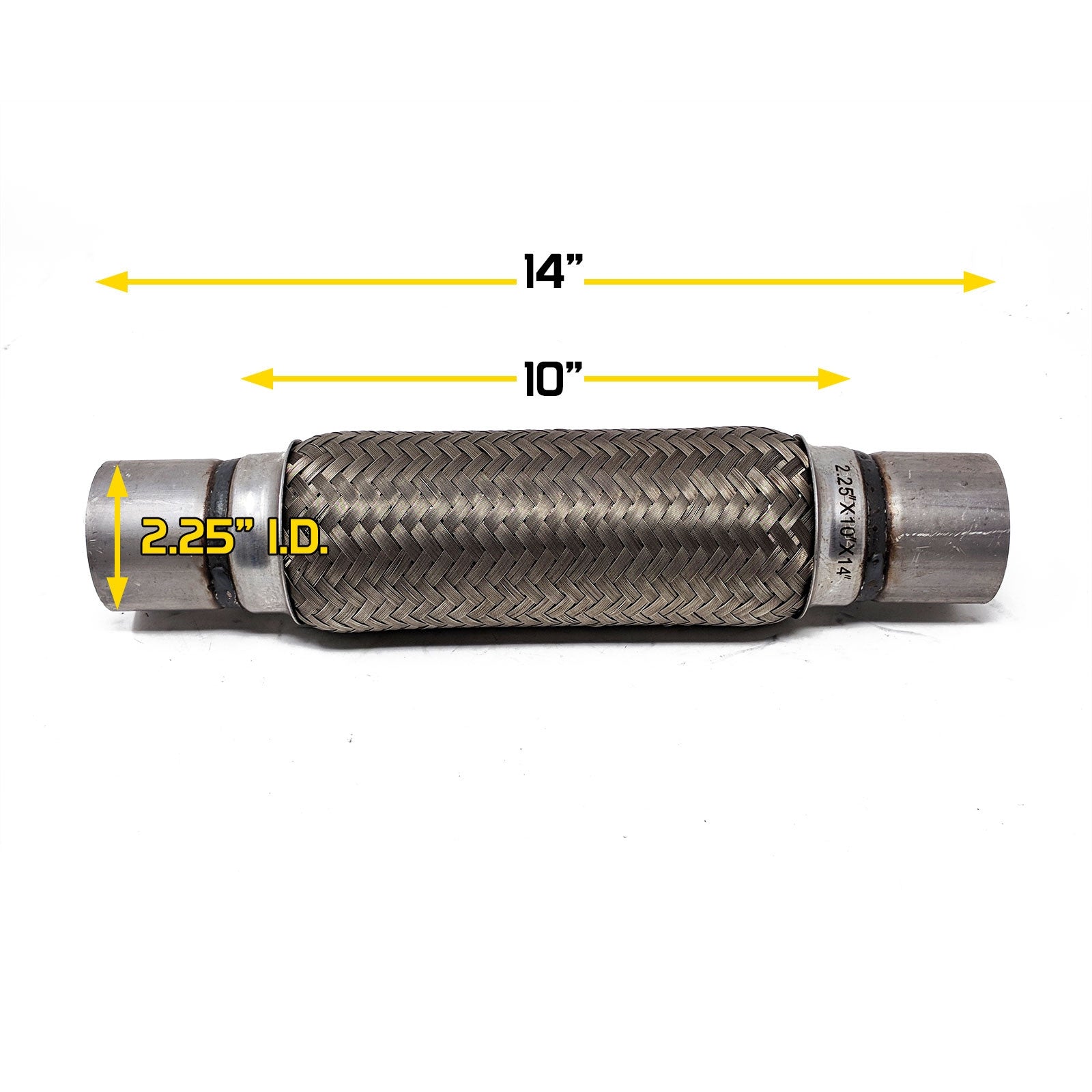 REV9 Power 2.25"x10"x14" Stainless Steel Flex Pipe Exhaust Mild Steel Extension