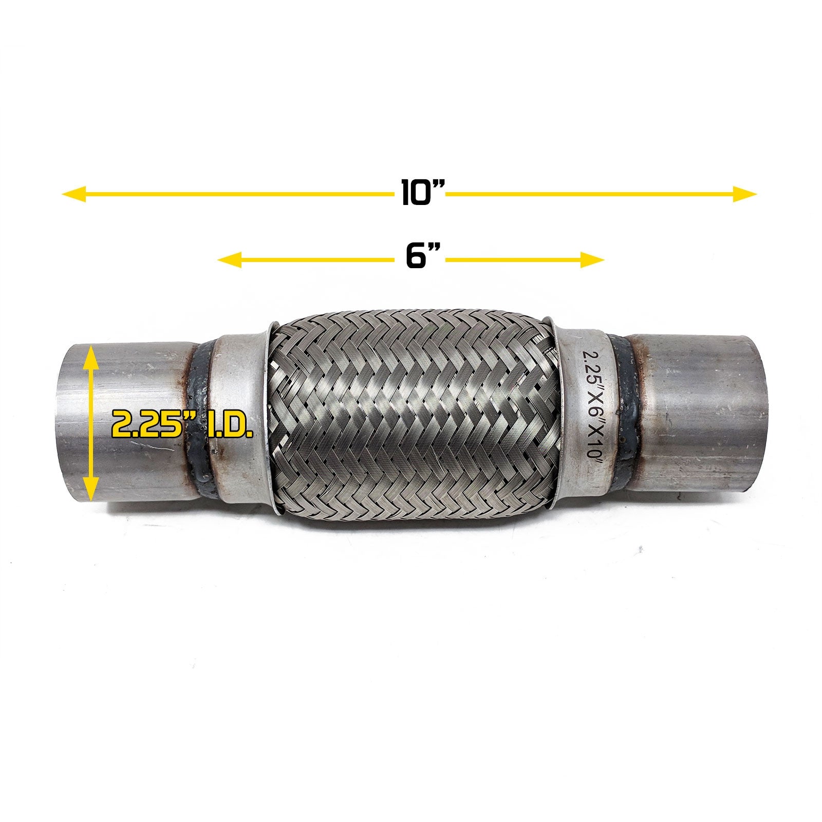 REV9 Power 2.25"x6"x10" Stainless Steel Flex Pipe Exhaust Mild Steel Extension