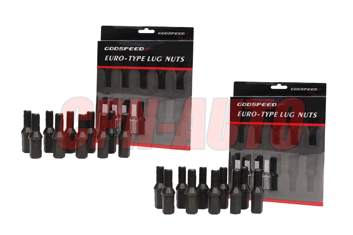 Godspeed 12x1.5 35mm Black Euro Type Taper Seat 20PC Lug Bolt Set For BMW