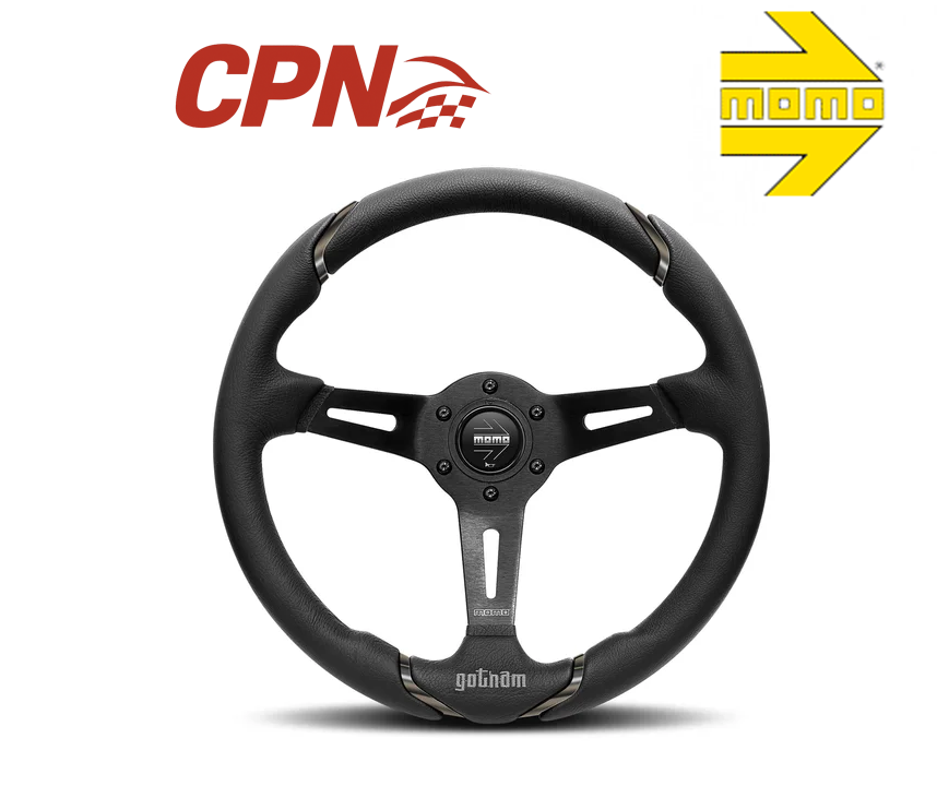 Authentic MOMO GOTHAM Steering Wheel 350mm Black Leather Grip 6 Hole - GOT35BK0B
