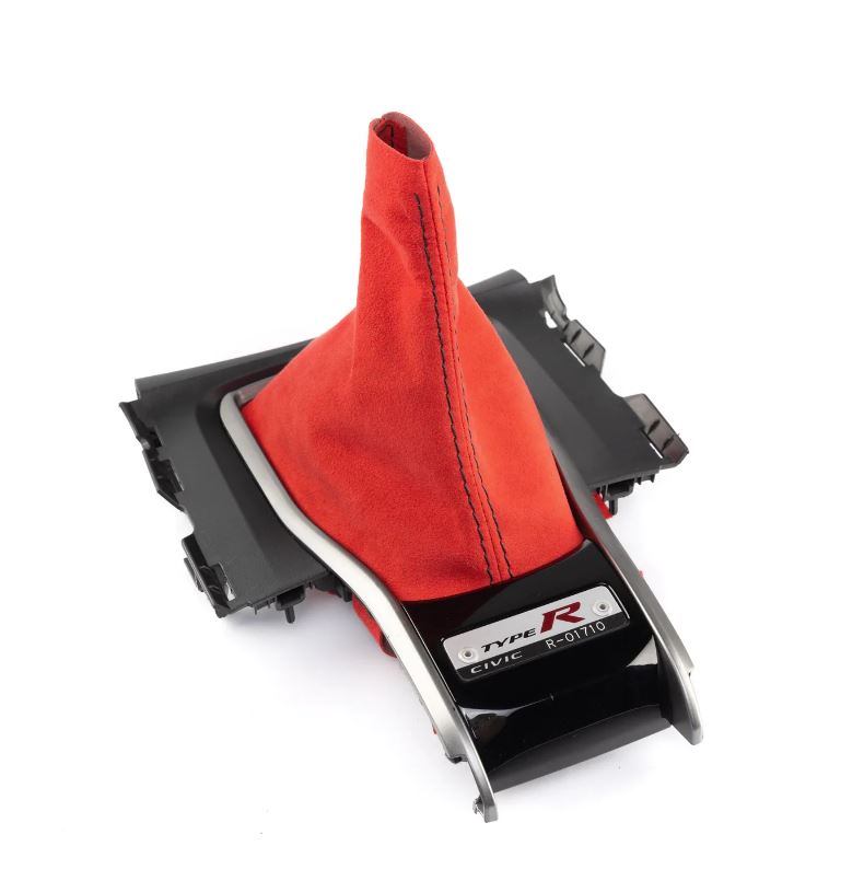 Hybrid Racing Red Suede Red Stitching Shift Boot Kit For 2016-2021 Honda Civic