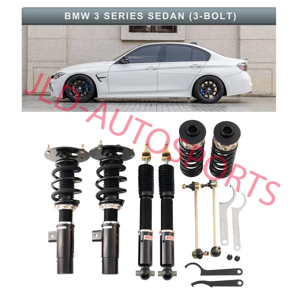 BC Racing BR Lower Coilover Strut For 12-18 BMW 3-Series F30 (3-Bolt Top Mounts)