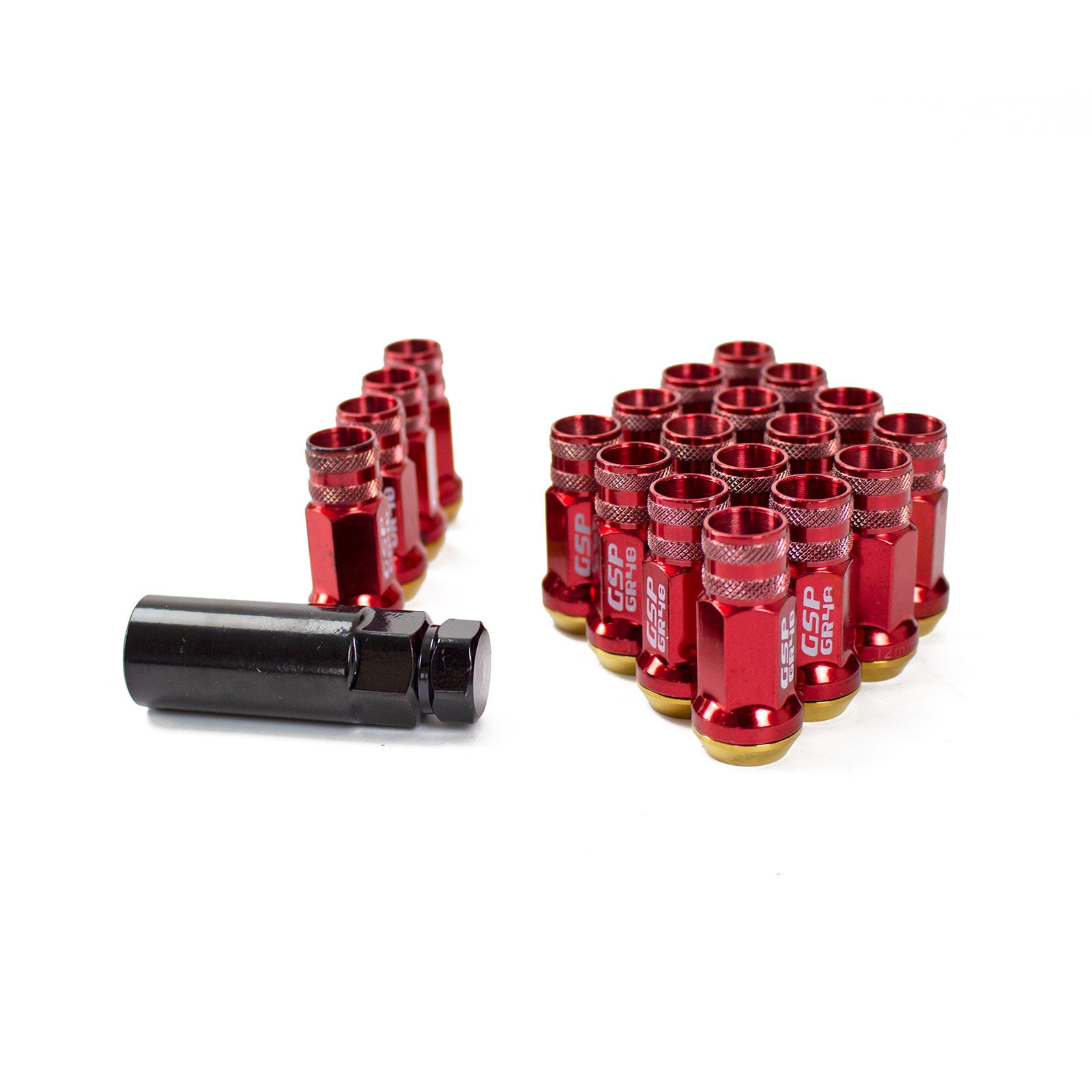 Godspeed Steel RED GR48 Steel Lug Nuts M12X1.50 With Spin Washer Universal