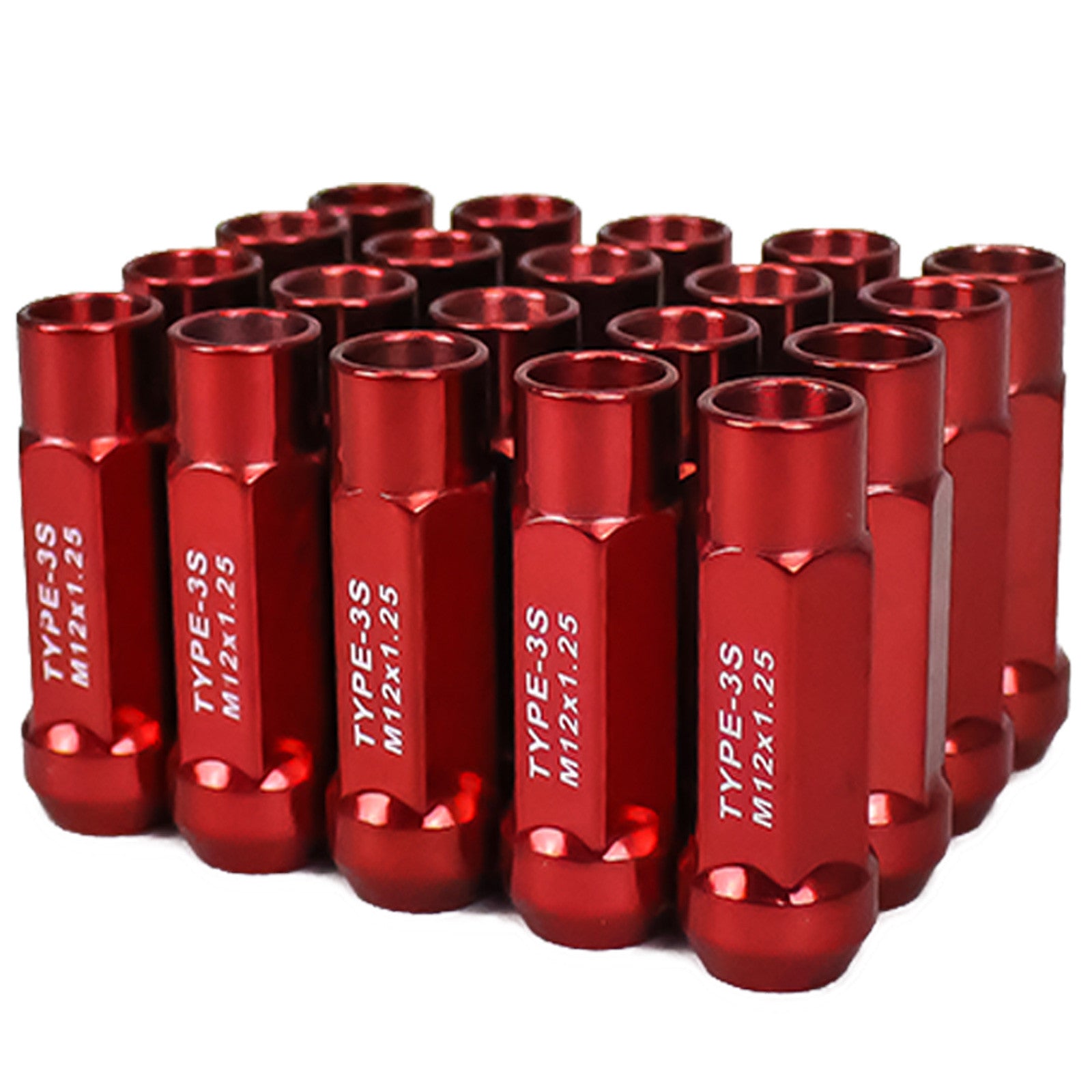 Godspeed Project Red Type 3-X 55mm Steel Lug Nut 12X1.25 20pc Set Universal
