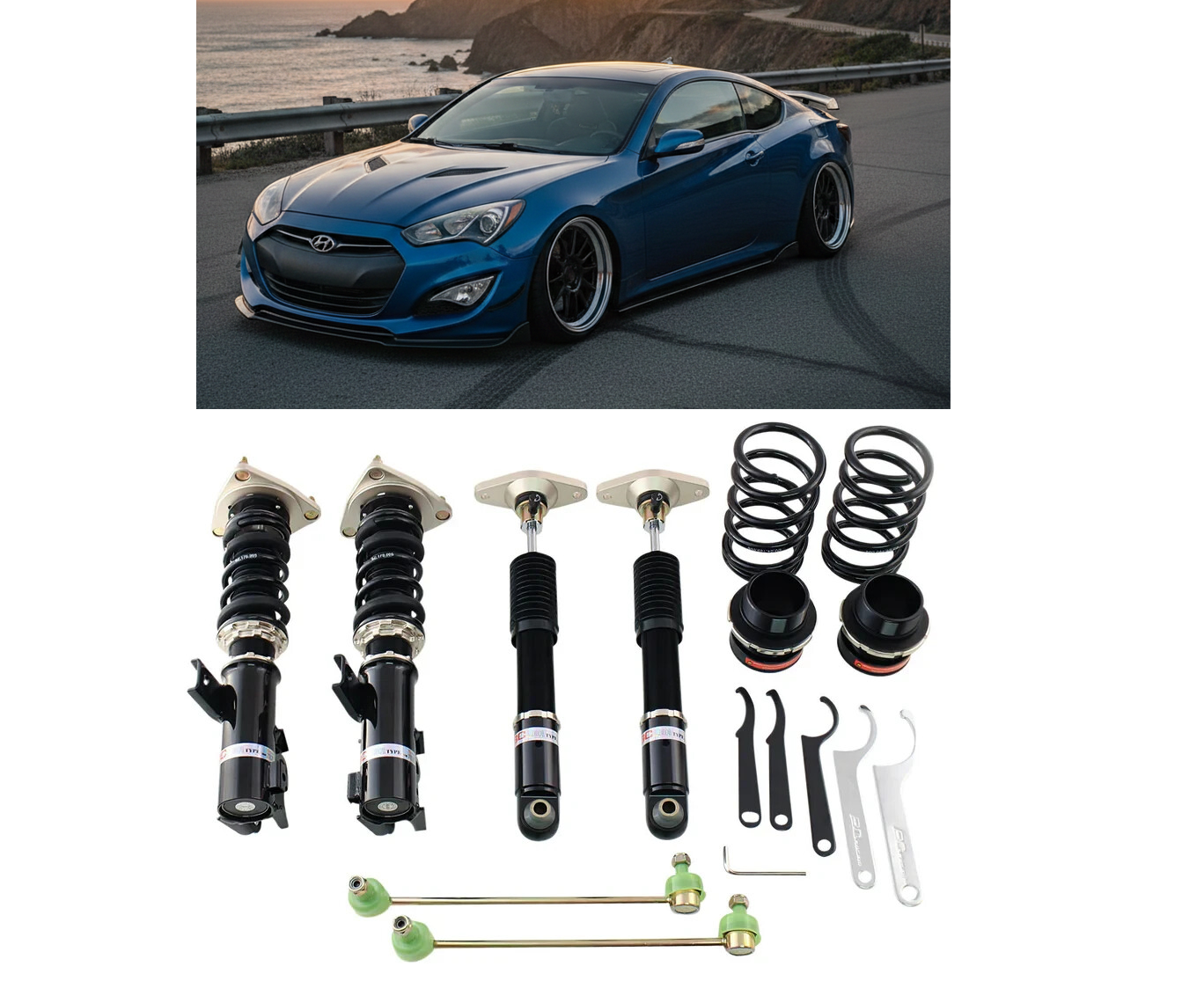 BC Racing BR Series Adjustable Coilovers Kit for 10-16 Hyundai Genesis Coupe