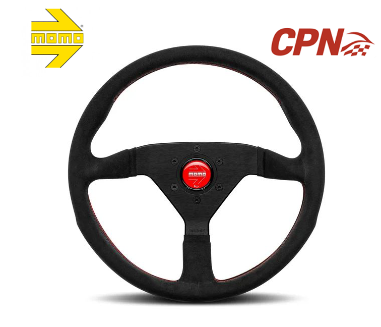 Authentic MOMO MONTE CARLO Steering Wheel 320mm 6 Hole - ALCANTARA RED STITCH