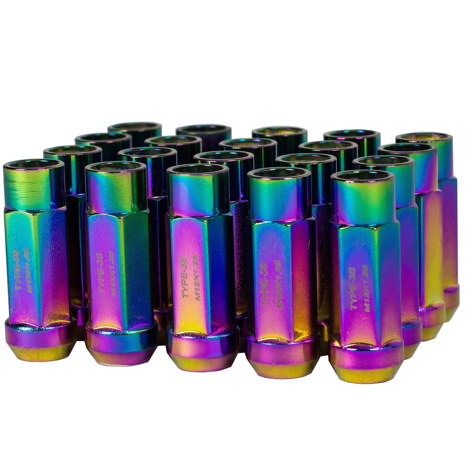 Godspeed Project NeoChrome Type 3-X 55mm Steel Lug Nut 12X1.25 20p Set Universal