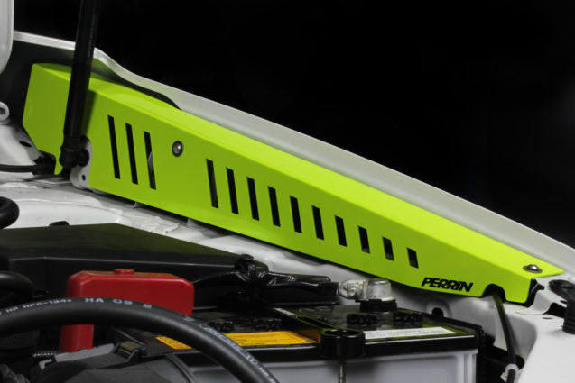 PERRIN Neon Yellow Fender Shroud Support Kit Pair For 15-21 Subaru WRX STI VA