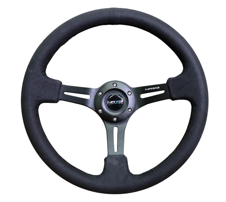 NRG Deep Dish 350MM Reinforced Black Alcantara Suede Black Center Steering Wheel
