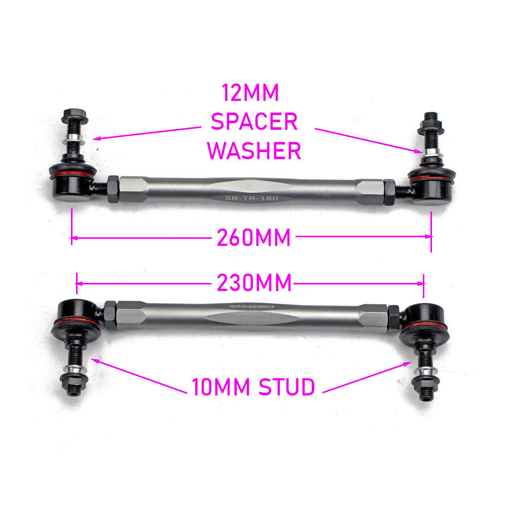 Godspeed Adjustable Sway Bar End Links 230mm-260mm 10mm Bolt Universal Fit
