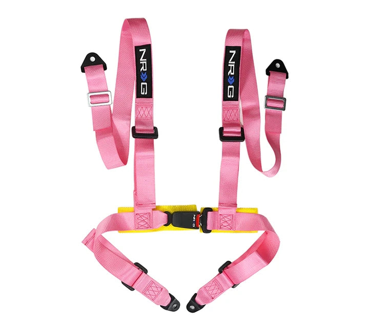 NRG Innovations Bolt On 4 Point Racing Seat Belt Harness Pink Universal 1 Belt
