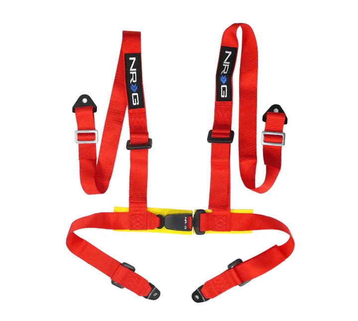 NRG Innovations Bolt On 4 Point Racing Seat Belt Harness Red Universal 1 Belt