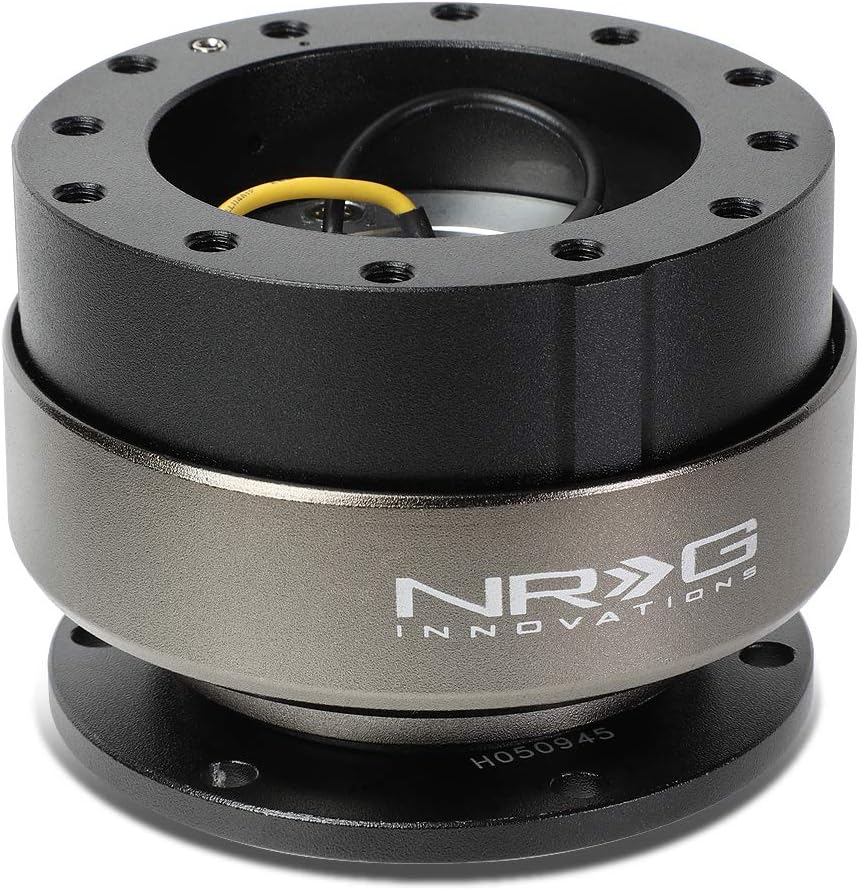 NRG SRK-200BK-TI 2.0 Steering Wheel Quick Release 6 Bolt - BLACK/Titanium Ring