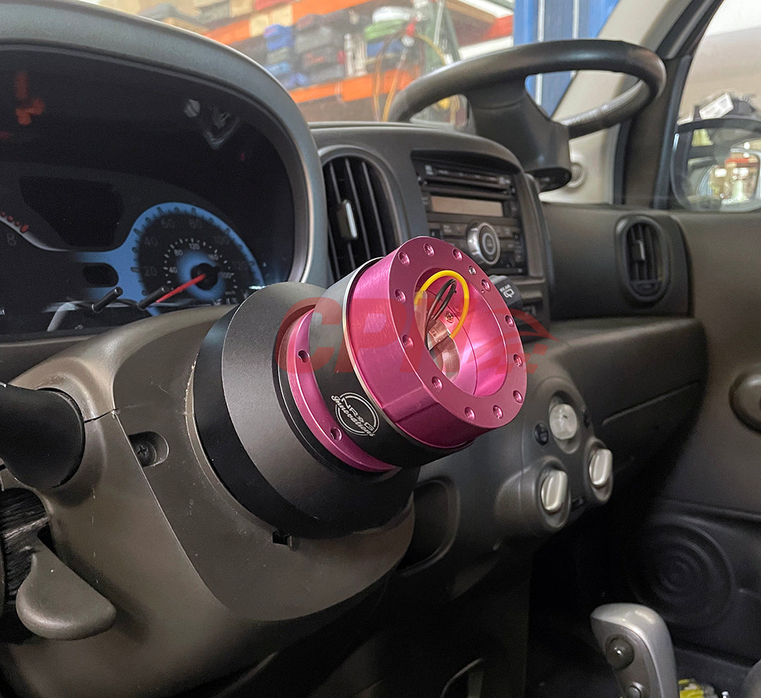 NRG 2.0 Steering Wheel Quick Release 6 Bolt - Pink / Titanium Ring
