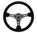 NRG Deep Dish 350MM Reinforced Black Suede Black Center 3 Spoke Steering Wheel