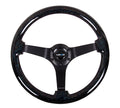 NRG 350MM Reinforced Black Leather Black Sparkle Steering Wheel Kit Universal