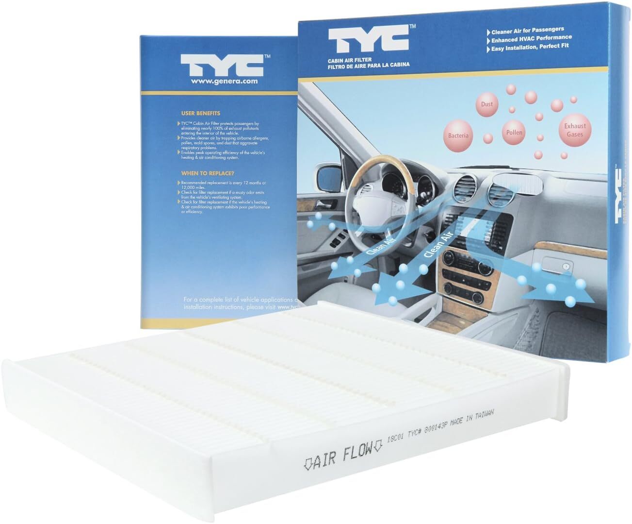 TYC AC Cabin Air Filter for 2017-2025 Tesla Model 3 - Carbon Filter
